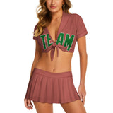 Custom Copper Rose Emerald Green Cheerleading Uniform Set