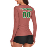 Custom Copper Rose Emerald Green Women's Long-Sleeve Shirt