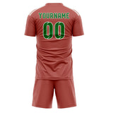Custom Copper Rose Emerald Green Soccer Jersey