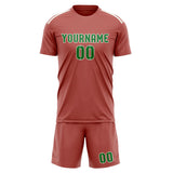 Custom Copper Rose Emerald Green Soccer Jersey