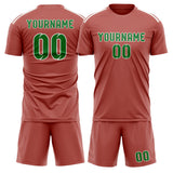 Custom Copper Rose Emerald Green Soccer Jersey