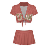 Custom Copper Rose Light Khaki Cheerleading Uniform Set