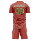 Custom Copper Rose Light Khaki Soccer Jersey