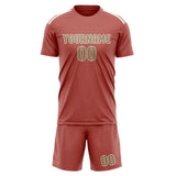 Custom Copper Rose Light Khaki Soccer Jersey