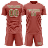 Custom Copper Rose Light Khaki Soccer Jersey
