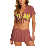 Custom Copper Rose Light Yellow Cheerleading Uniform Set