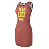 Custom Copper Rose Light Yellow Sleeveless Vest Dress