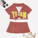 Custom Copper Rose Light Yellow Cheerleading Uniform Set