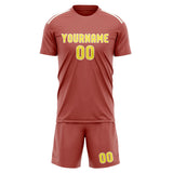 Custom Copper Rose Light Yellow Soccer Jersey