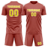 Custom Copper Rose Light Yellow Soccer Jersey