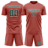 Custom Copper Rose Blue Green Soccer Jersey