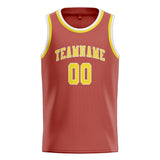 Custom Copper Rose & Light Yellow Colors Design Sports Basketball Jersey