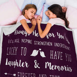 Blanket for Son Gifts, “Always Here for You Lucky to Have You Laughter & Memories”, From Parents, Birthday, Graduation, Inspirational