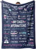 Blanket for Son Gifts, “My Daily Affirmations”, From Mom Dad, Birthday Christmas Graduation Holiday, Inspirational Motivational