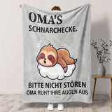 Blanket for Grandma Gifts, “Oma's Schnarchecke. Bitte Nicht Stören Oma Ruht Ihre Augen Aus”, From Grandkids, Birthday, Christmas, Inspirational