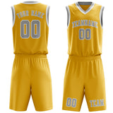 Custom Gold Gray Basketball Set