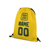 Custom Gold Dark Green Drawstring Bag