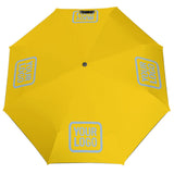 Custom Gold Light Blue Automatic Umbrella