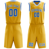 Custom Gold Light Blue Basketball Set