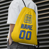 Custom Gold Sky Blue Drawstring Bag