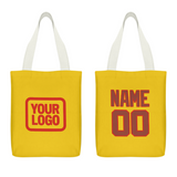 Custom Gold Coral Red Canvas Tote Bag