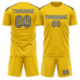 Custom Gold Gray Soccer Jersey