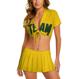 Custom Gold Green Cheerleading Uniform Set