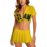 Custom Gold Dark Green Cheerleading Uniform Set