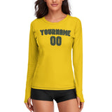 Custom Gold Dark Green Women's Long-Sleeve Shirt