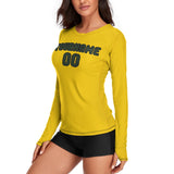 Custom Gold Dark Green Women's Long-Sleeve Shirt