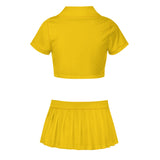 Custom Gold Dark Green Cheerleading Uniform Set