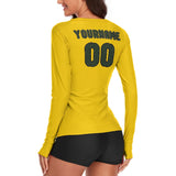 Custom Gold Dark Green Women's Long-Sleeve Shirt