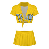 Custom Gold Light Blue Cheerleading Uniform Set
