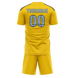 Custom Gold Light Blue Soccer Jersey