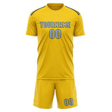 Custom Gold Light Blue Soccer Jersey