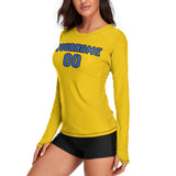 Custom Gold Sky Blue Women's Long-Sleeve Shirt