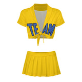 Custom Gold Sky Blue Cheerleading Uniform Set
