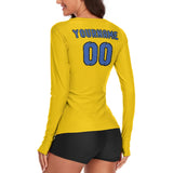 Custom Gold Sky Blue Women's Long-Sleeve Shirt