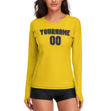 Custom Gold Navy Women's Long-Sleeve Shirt