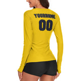 Custom Gold Navy Women's Long-Sleeve Shirt