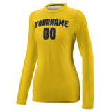 Custom Gold Navy Women's Long-Sleeve Shirt