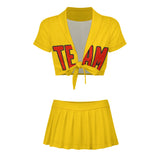 Custom Gold Orange Red Cheerleading Uniform Set