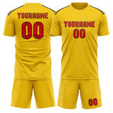 Custom Gold Orange Red Soccer Jersey