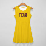 Custom Gold Coral Red Cheerleader Dress