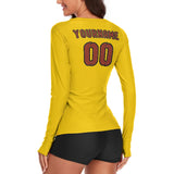 Custom Gold Coral Red Women's Long-Sleeve Shirt
