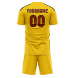 Custom Gold Coral Red Soccer Jersey