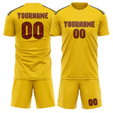 Custom Gold Coral Red Soccer Jersey