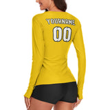 Custom Gold White Women's Long-Sleeve Shirt