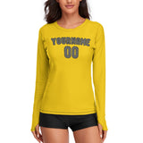 Custom Gold Dark Grey Women's Long-Sleeve Shirt