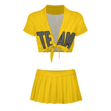 Custom Gold Dark Grey Cheerleading Uniform Set